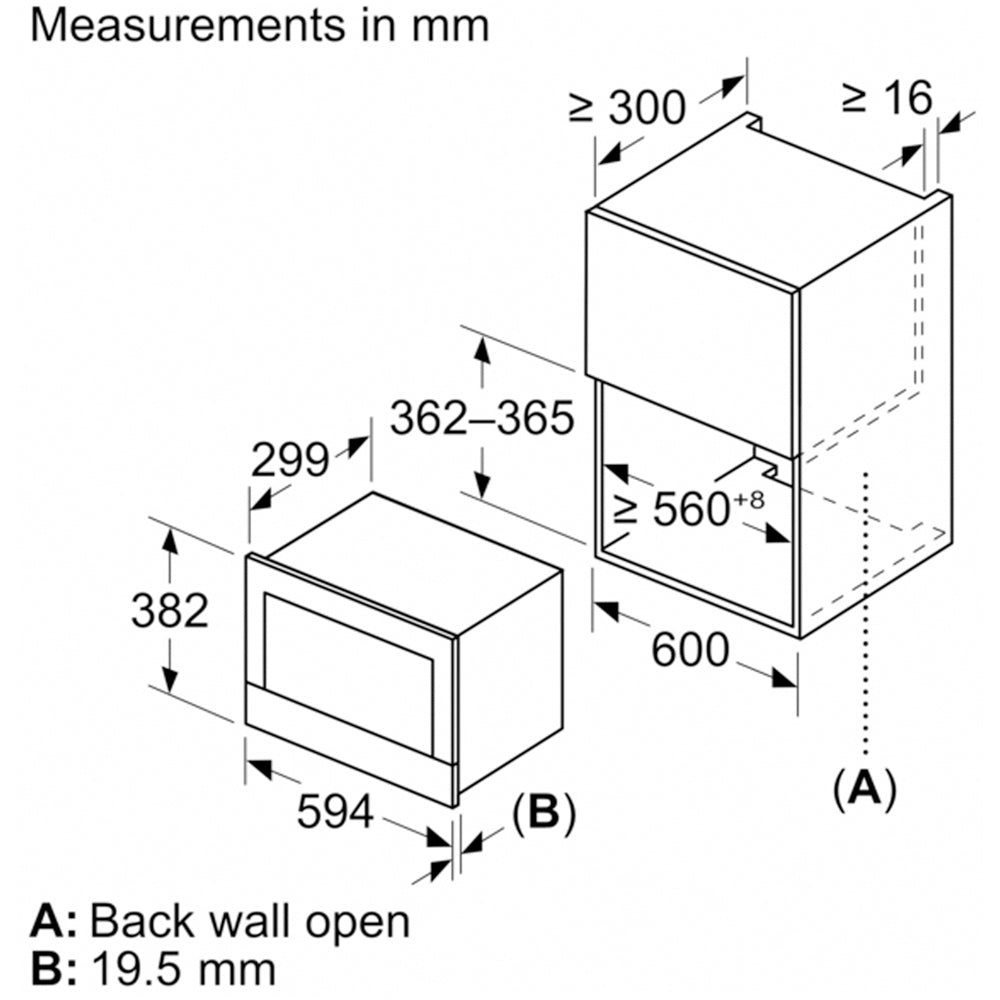 Bosch BFL7221B1B Series 8 Built In Microwave Oven Black