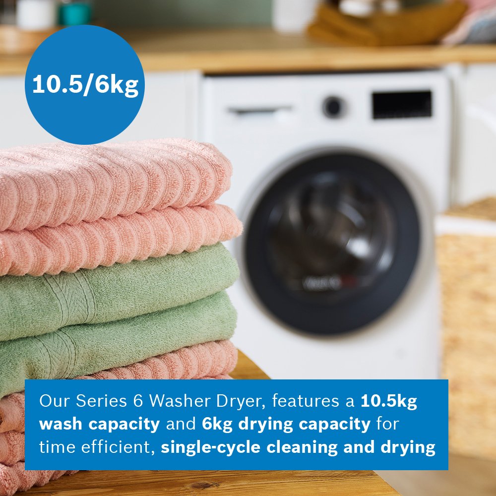 Bosch WNG25401GB Series 6 Freestanding Washer Dryer 10.5+6kg 1400 Spin White