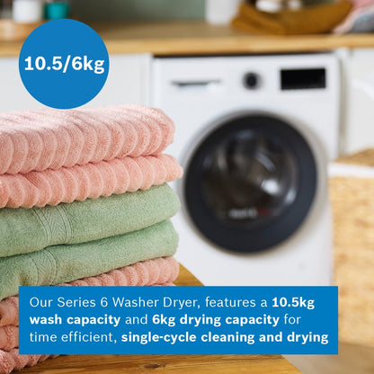 Bosch WNG25401GB Series 6 Freestanding Washer Dryer 10.5+6kg 1400 Spin White