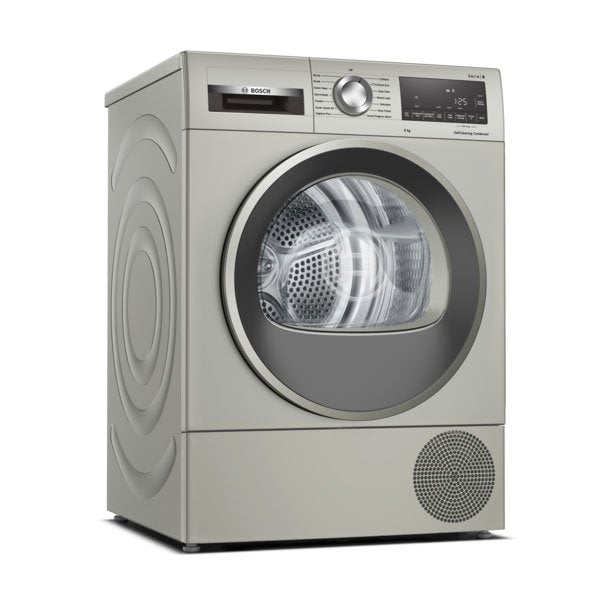 Bosch WQG245S9GB Serie 6 Heat Pump Tumble Dryer 9kg Silver Inox