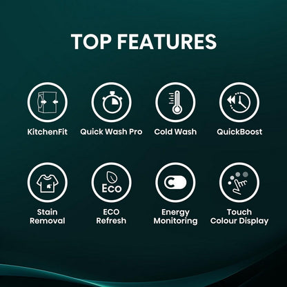 Hisense KitchenFit 5i Series WF5I9043BWFS 9kg 1400 Spin WiFi-enabled Freestanding Washing Machine White