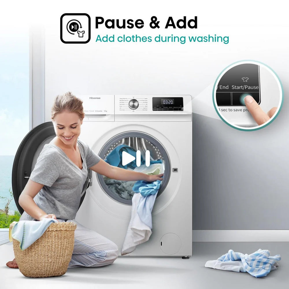 Hisense WFQA1014EVJM 3 Series 10 kg 1400 Spin Freestanding Front Load Washing Machine White