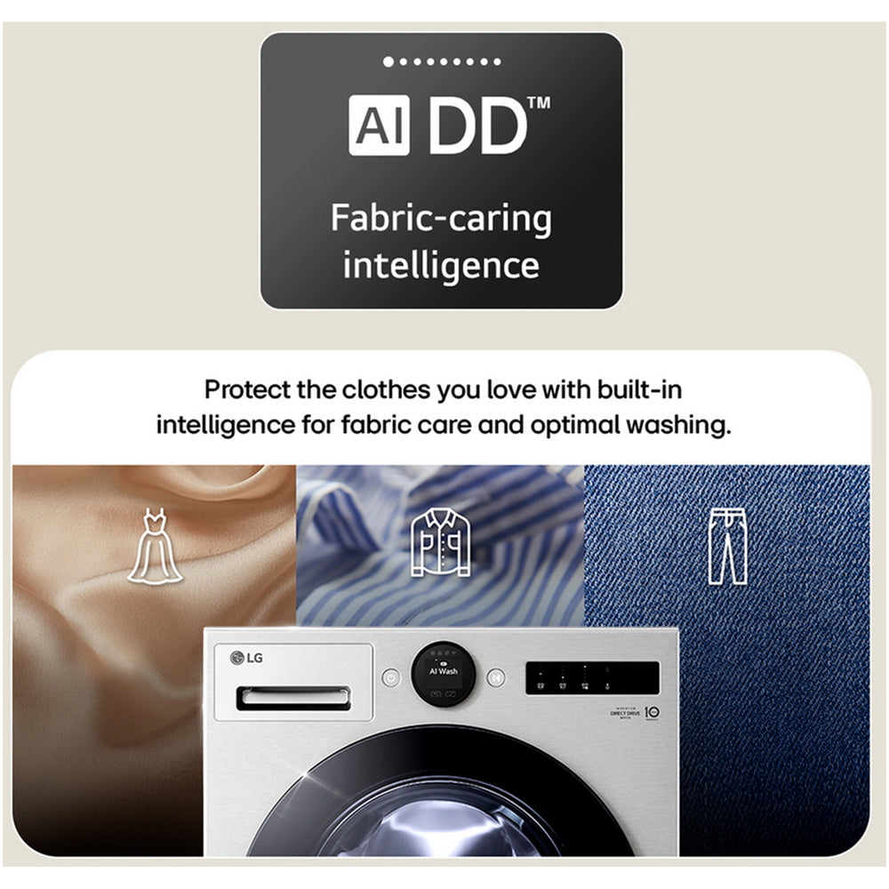 LG F4X7009TWB 9kg 1400 Spin AI Direct Drive Freestanding Washing Machine White