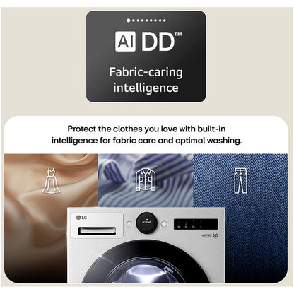 LG F4X7009TWB 9kg 1400 Spin AI Direct Drive Freestanding Washing Machine White