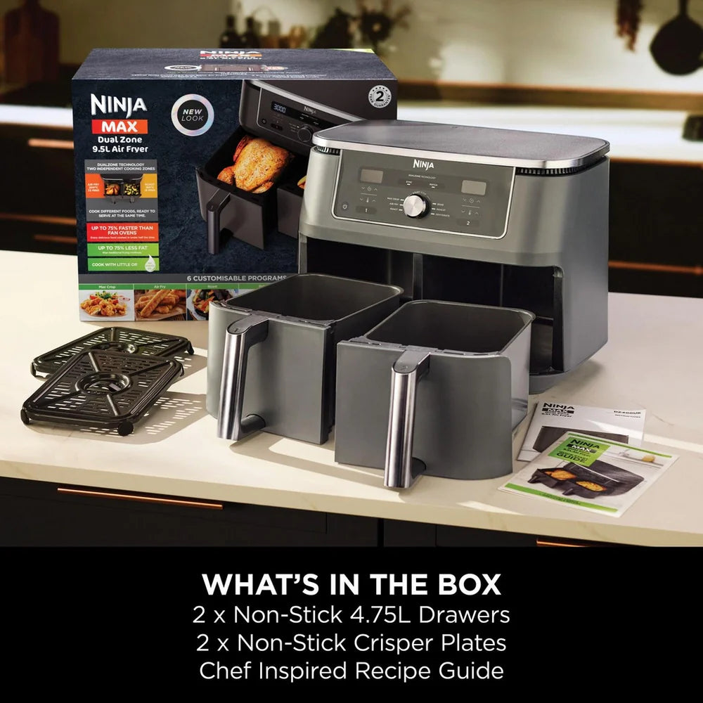 Ninja MAX 6 in 1 Dual Zone Air Fryer DZ400UK 9.5L Gunmetal Grey - Clearance